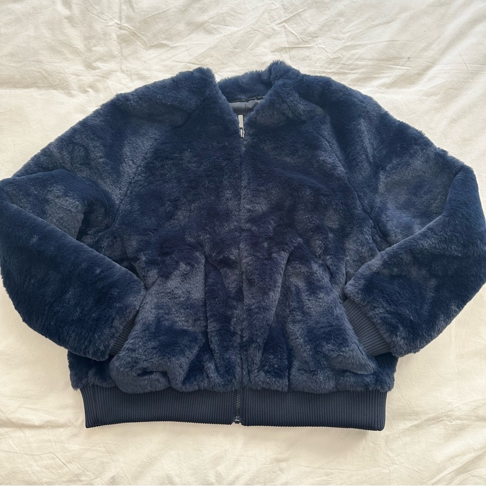 Banana Republic Midnight Blue Faux Fur Coat
